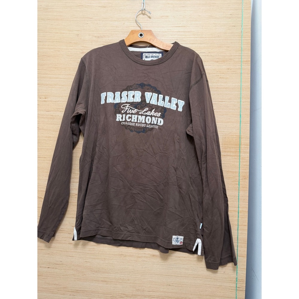 Mills Brothers Mens Fraser Valley Richmond Graphic Long Sleeve Tee Brown Large